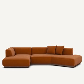 Open hoekbank links in linnen fluweel, JACOPO