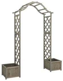 vidaXL Pergola met plantenbak massief vurenhout grijs
