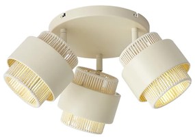 Moderne plafondspot beige met touw 3-lichts draai- en kantelbaar - Kora