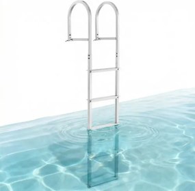 VEVOR aanlegsteigerladder met 5 verwijderbare treden, draagvermogen van 227 kg, aluminiumlegering aanlegsteigerladder voor pontonboten met 8 cm brede treden en antislip rubberen mat, voor het aan boord gaan van schepen/meren/zwembaden/zeeën.