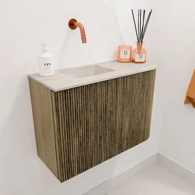 Mondiaz Joya DLux 60cm toiletmeubel ronding rechts dusk met wastafel faye links zonder kraangat ostra