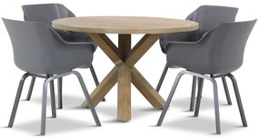 Tuinset Ronde Tuintafel 4 personen 120 cm Kunststof Grijs Hartman Sophie