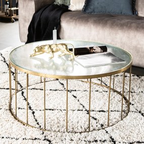 By-Boo Caesar Ronde Salontafel Goud En Ribbelglas - 80 X 80cm.