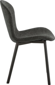 FIORA Donkergrijs (stof Apia 458)/zwart frame - MODERNE GESTOFFEERDE STOEL VOOR WOONKAMER/EETKAMER LOFT