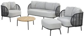 4 Seasons Outdoor Fabrice loungeset 5-delig met Yoga tafel SALE Loungeset antraciet weerbestendig