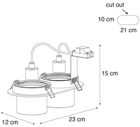 Set van 6 inbouwspots gunmetal GU10 70mm kantelbaar 2-lichts - Installa Binnenverlichting Lamp
