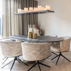 Richmond Interiors Luxor Ovale Eettafel Met Gouden Trompet Voet - 230 X 110cm.