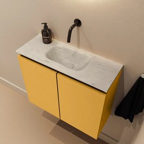 Mondiaz Ture DLux toiletmeubel 60cm ocher met wastafel opalo midden zonder kraangat