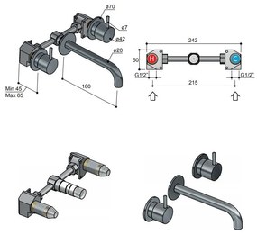 Hotbath Cobber inbouw wastafelkraan 18cm gepolijst messing PVD