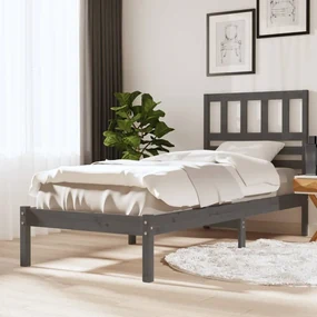 vidaXL Bedframe massief grenenhout grijs 100x200 cm