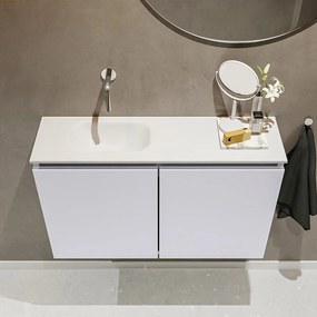 Mondiaz Ture 80cm toiletmeubel cale met wastafel talc links geen kraangat