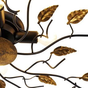 Smart plafondlamp zwart met goud 80 cm 4-lichts incl. 4 Wifi P45 - Foglie