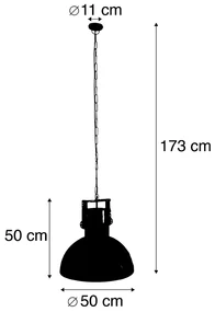 Eettafel / Eetkamer Industriele hanglamp antraciet met mango hout - Mangoes Industriele / Industrie / Industrial E27 rond Binnenverlichting Lamp