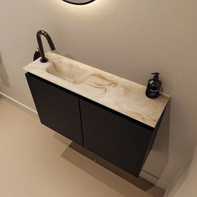 Mondiaz Ture DLux toiletmeubel 80cm urban met wastafel frappe links met kraangat