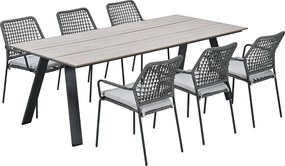 Garden Impressions Natas tuinset grijs 7-delig - Braga tuintafel 220x100 cm