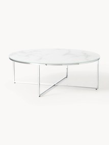 Ronde XL-salontafel Antigua met glazen tafelblad in marmerlook