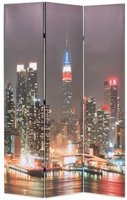 vidaXL Kamerscherm inklapbaar New York bij nacht 120x170 cm