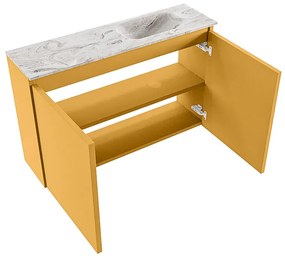 Mondiaz Ture DLux toiletmeubel 80cm ocher met wastafel glace rechts zonder kraangat