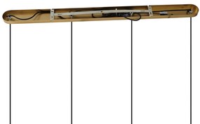 Hanglamp brons met smoke amber en groen glas langwerpig 4-lichts - Bao