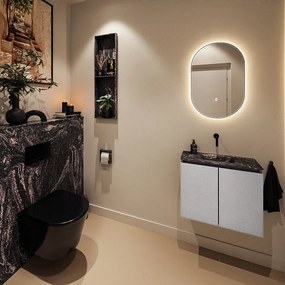 Mondiaz Ture DLux toiletmeubel 60cm plata met wastafel lava midden zonder kraangat