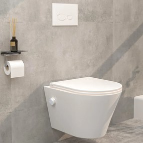 Mueller Afesta randloos toiletpot met bidetsproeier warm/koud en platte softclose zitting wit glans