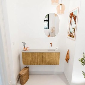 Mondiaz Joya DLux 110cm toiletmeubel ronding links oak met wastafel faye rechts zonder kraangat opalo