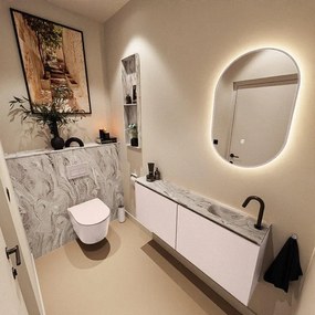 MONDIAZ TURE-DLUX 120cm toiletmeubel Rosee. EDEN wastafel Glace positie rechts. Met 1 kraangat. TUREDX120ROSR1GLA