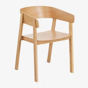 Set Van 2 Eettafelstoelen Met Armleuningen Van Eikenhout Olsen Natuurlijk Hout & Natuurlijk Hout - Sklum