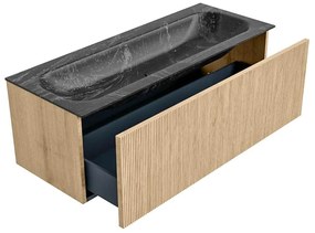 Mondiaz Kurve-dlux 120cm badmeubel oak met 1 lade en wastafel big large midden 1 kraangat lava