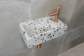 Saniclear Terrazzo fonteinset met rechte kraan in geborsteld koper