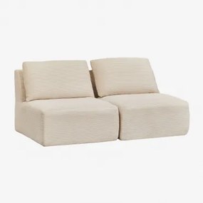 2-delige Modulaire Bank In Vacuümverpakt Corduroy Temple Corduroy Beige – Linnen - Sklum
