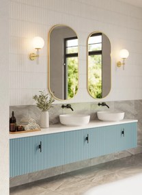 Muebles Ezra badmeubel ribbelfront 240cm baby blauw met wit toppaneel zonder waskom