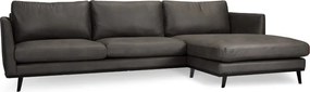 Loungebank Odissi chaise longue rechts - leer Kentucky antraciet 01 - 2,58 x 1,60 mtr breed