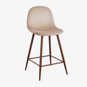 Set Van 2 Hoge Krukken Van Glamm-fluweel Bruin - Tarwe & Donker Hout & ↑65 Cm - Sklum