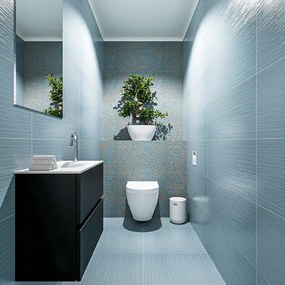MONDIAZ ADA Toiletmeubel - 60x30x50cm - 1 kraangat - 2 lades - urban mat - wasbak midden - Solid surface - Wit FK75341743