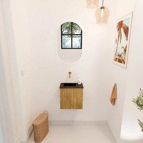 Mondiaz Joya 40cm toiletmeubel oak met wastafel faye links zonder kraangat urban