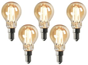 Set van 5 Smart E14 LED lamp P45 goud 4,9W 470 lm 1800-4000K
