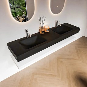Zaro Alan badmeubel 170cm met planchet talc en vrijhangende wastafel cloud dubbel 2 kraangaten urban