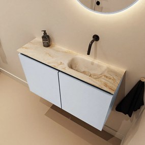 Mondiaz Ture DLux toiletmeubel 80cm clay met wastafel frappe rechts zonder kraangat