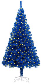vidaXL Kunstkerstboom met LED's en standaard 210 cm PVC blauw