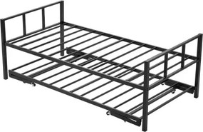 VEVOR Twin Daybed Frame, Daybed met uitschuifbaar onderstel, Platform Bed Frame Slaapbank (draagvermogen 180 kg) met metalen lattenbodem voor woonkamer, slaapkamer, logeerkamer, zwart