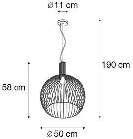Smart ronde hanglamp zwart 50 cm incl. Wifi G95 - Dos Modern E27 Binnenverlichting Lamp