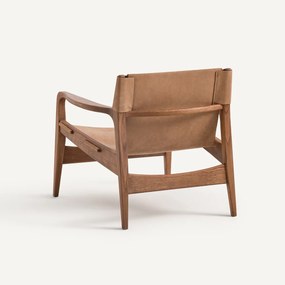 Fauteuil van massief eiken en leer, Alberto