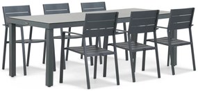 Tuinset 6 personen 220 cm Aluminium Grijs Lifestyle Garden Furniture Stella/Porto