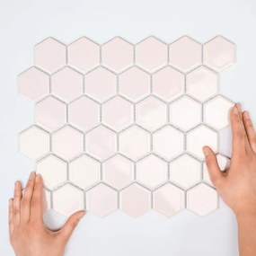 The Mosaic Factory Barcelona mozaïektegel - 28.2x32.1cm - wandtegel - Zeshoek/Hexagon - Porselein Pink Glans AFH13072