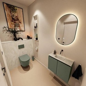 MONDIAZ TURE-DLUX 60cm toiletmeubel Army. EDEN wastafel Ostra positie midden. Zonder kraangat. TUREDX60ARMM0OST