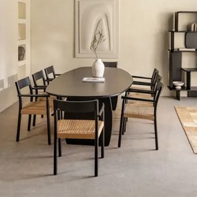 Ovale Eettafel Set 260x120 Cm Van Mangohout Agathe En 8 Eetkamerstoelen Van Eikenhout Mara Gewoon Zwart - Sklum