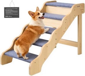 VEVOR Hondentrap 910x430x630 mm, 5-treden huisdierentrap, houten trap geschikt voor kleine, middelgrote, grote en oudere huisdieren, evenals puppy's tot 68 kg, hondenladder voor bedden, banken en auto's