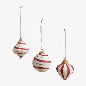 Set Van 3 Kerstdecoraties Van Papier-maché Grisen Granaat - Sklum