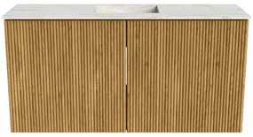 Mondiaz Joya DLux 80cm toiletmeubel oak met wastafel faye midden zonder kraangat ostra